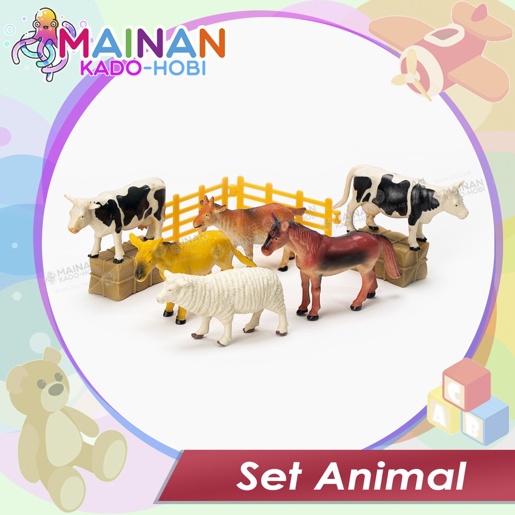 SET KADO MAINAN ANAK MINIATUR BONEKA FARM ANIMAL HEWAN BINATANG TERNAK