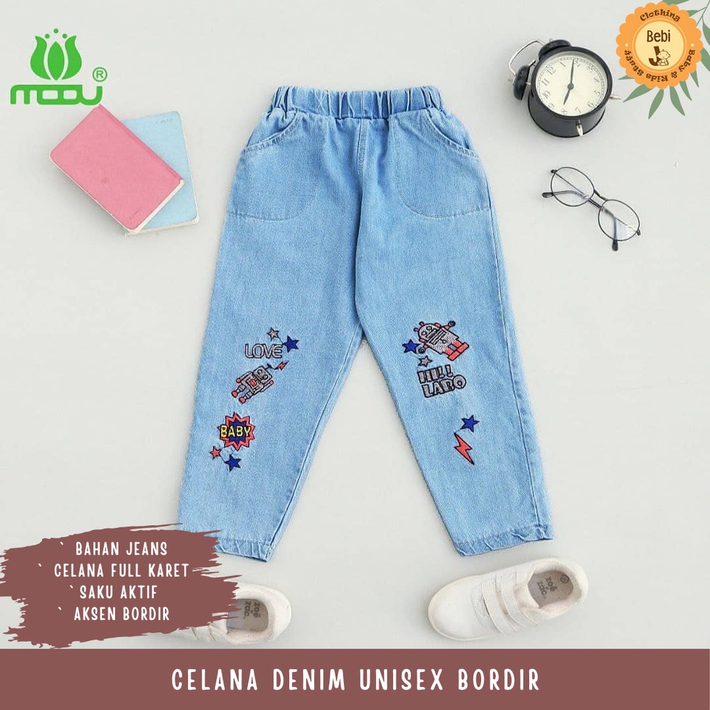 CELANA PANJANG DENIM ANAK LAKI LAKI PEREMPUAN BORDIR
