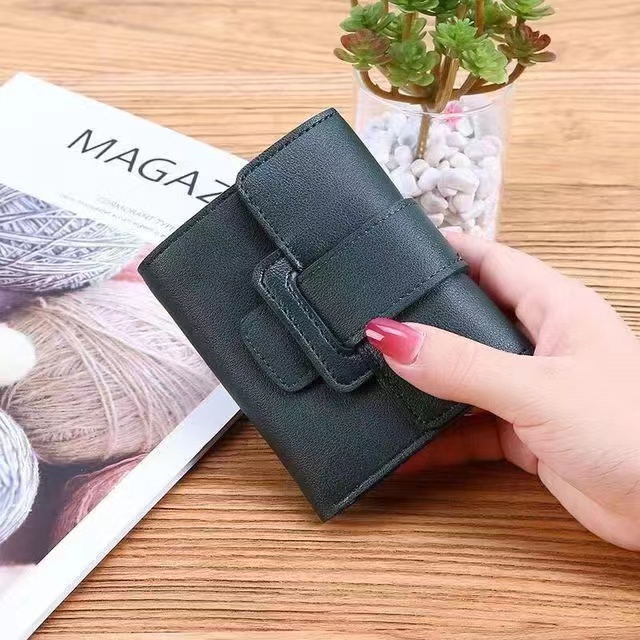 ASIN829 Dompet Lipat Wanita Dompet Kulit Impor Dompet Fashion Wanita 6018 Dompet Lipat Buckle Dompet Pendek