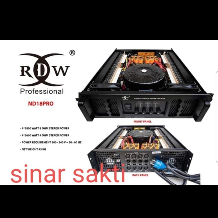 Power Amplifier Rdw Nd18Pro/Nd18 Pro/Nd 18Pro 4Ch 1800 Watt Original