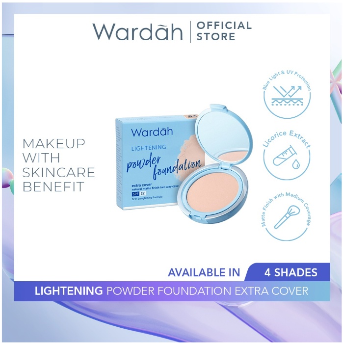 Wardah  Lightening Powder Foundation EXTRA COVER SPF 15 - Bedak Yang Mencerahkan Dengan Hasil Natural dan Tahan Lama