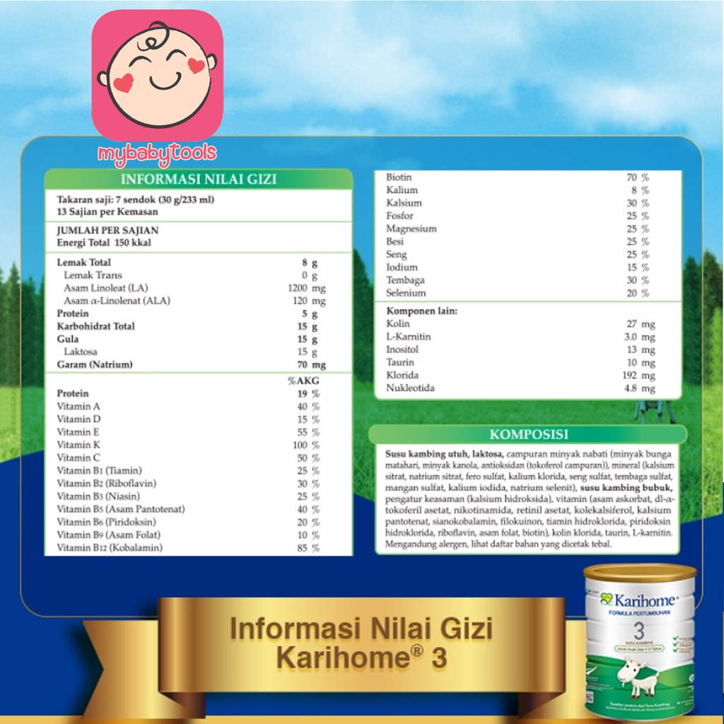 KARIHOME 3 SUSU FORMULA PERTUMBUHAN UNTUK ANAK USIA 1 - 3 TAHUN