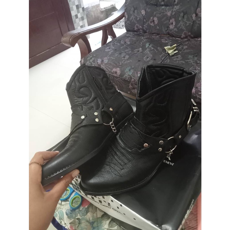 SEPATU BOOTS KOBOI RIDER PRIA KULIT ORIGINAL BSM SOGA CIBADUYUT BANDUNG BNN 280 COD