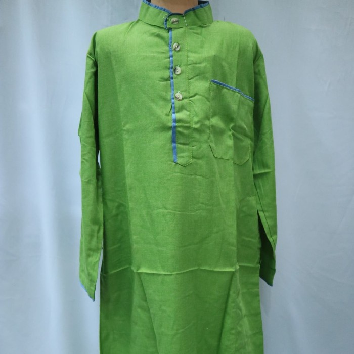 Baju Koko Jubah Gamis Anak Muslim Laki Hijau Muda Lengan Panjang Baru - Hijau Terbaru V2P3
