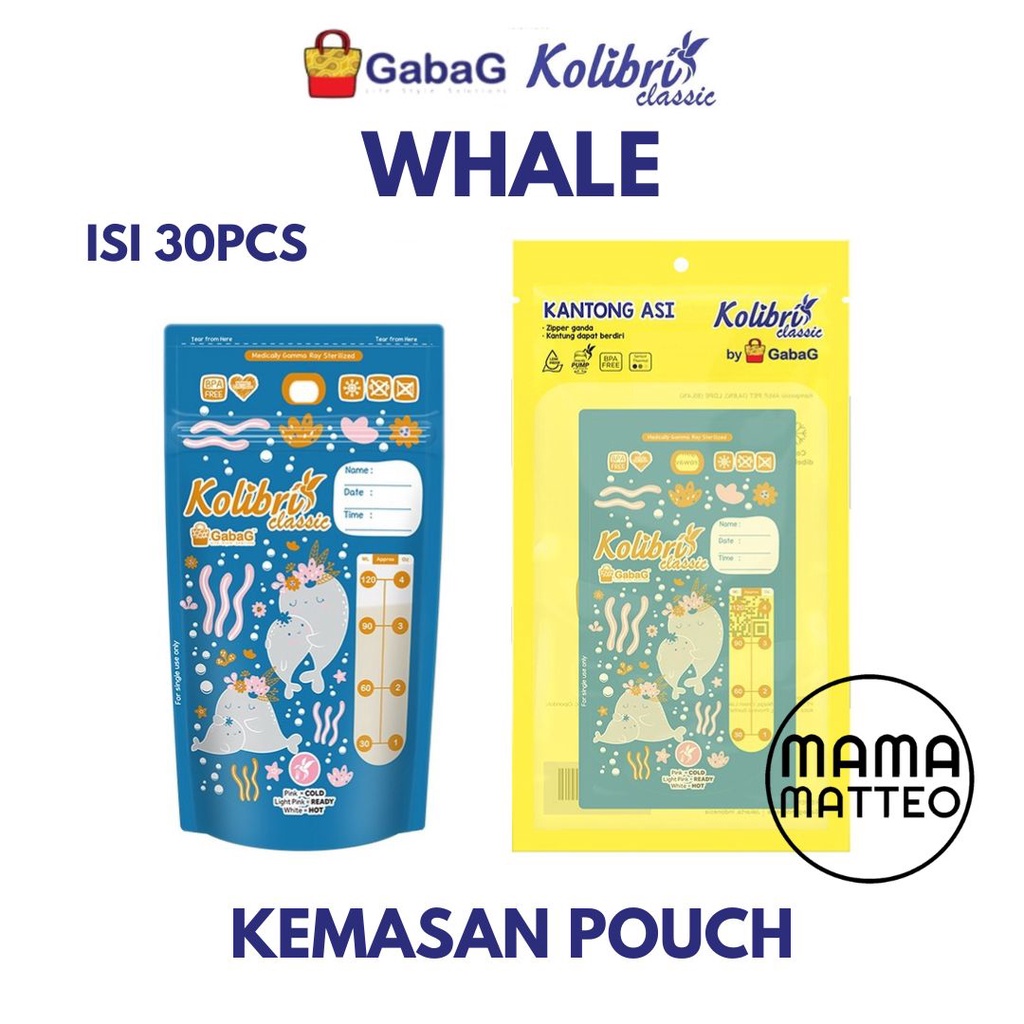 Gabag Kolibri Kantong Asi 120ml Breasmilk Storage Asibag Asi Bag / Wadah ASI / Penampung Susu / Boy Girl Whale Bear Bandung