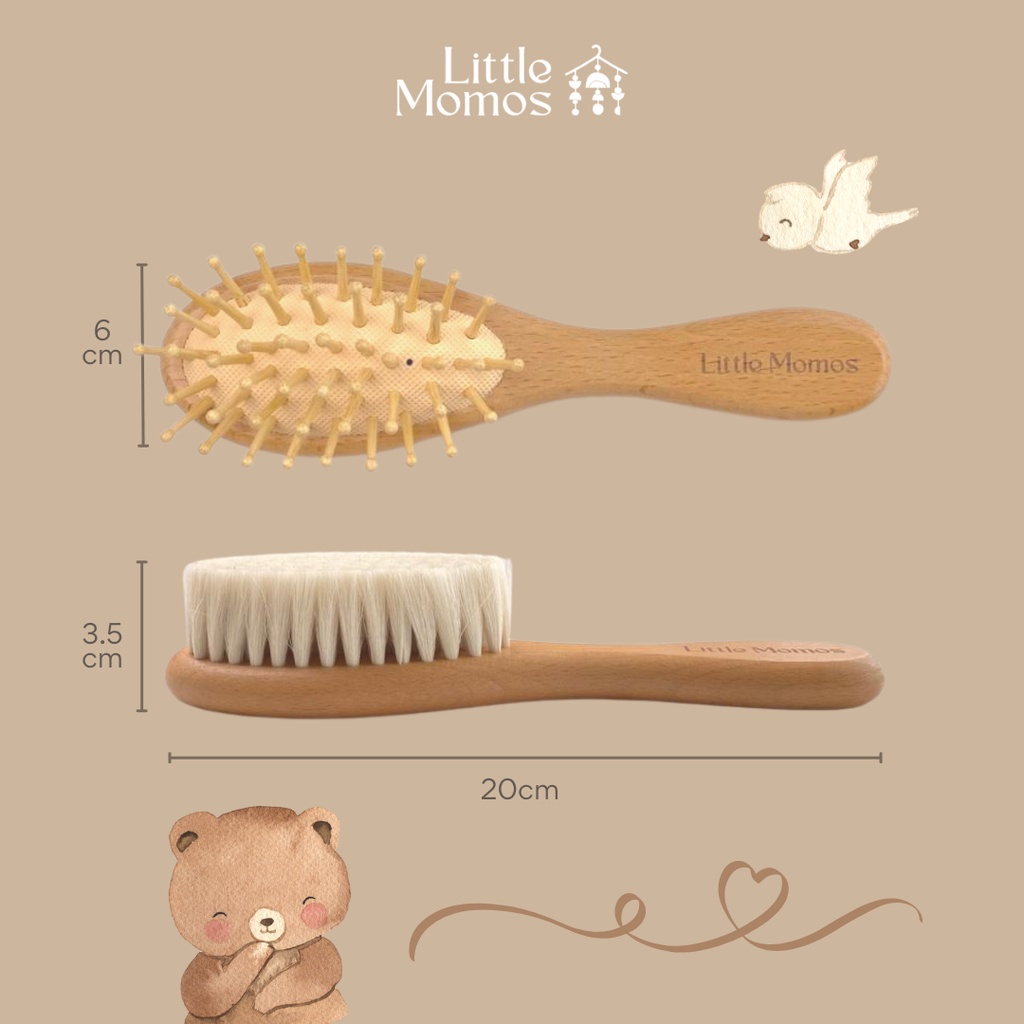 Little Momos Sisir Bayi Natural Bamboo Comb Hair Brush