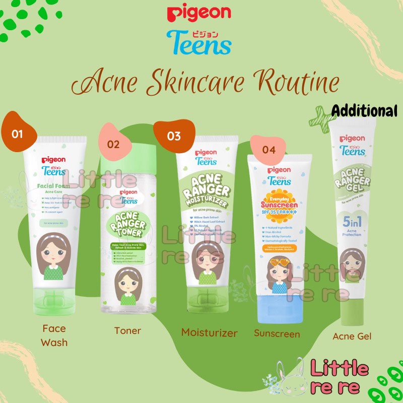 Pigeon Teens ACNE SERIES Facial Wash Acne Ranger Gel | Toner | Moisturizer Sunscreen SPF35/PA+++ Perawatan Jerawat