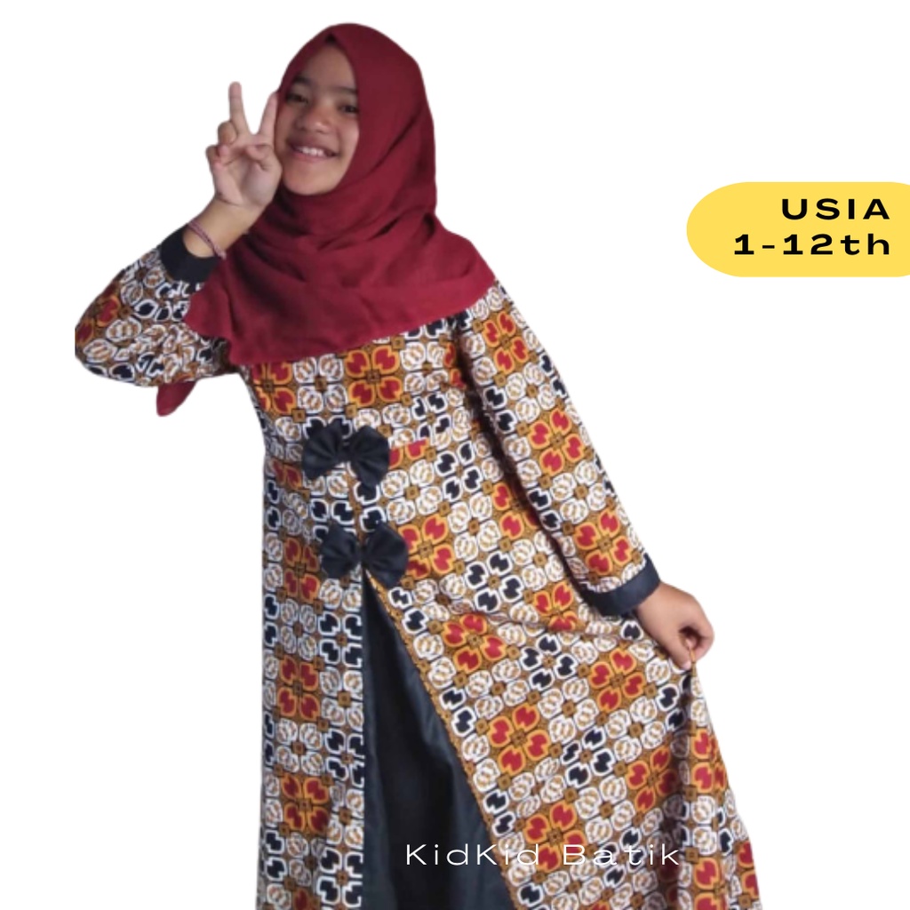 Gamis Anak Batik Gamis Batik Anak Perempuan Baju Kombinasi Cewek Usia 1-12 tahun Kode GA-2