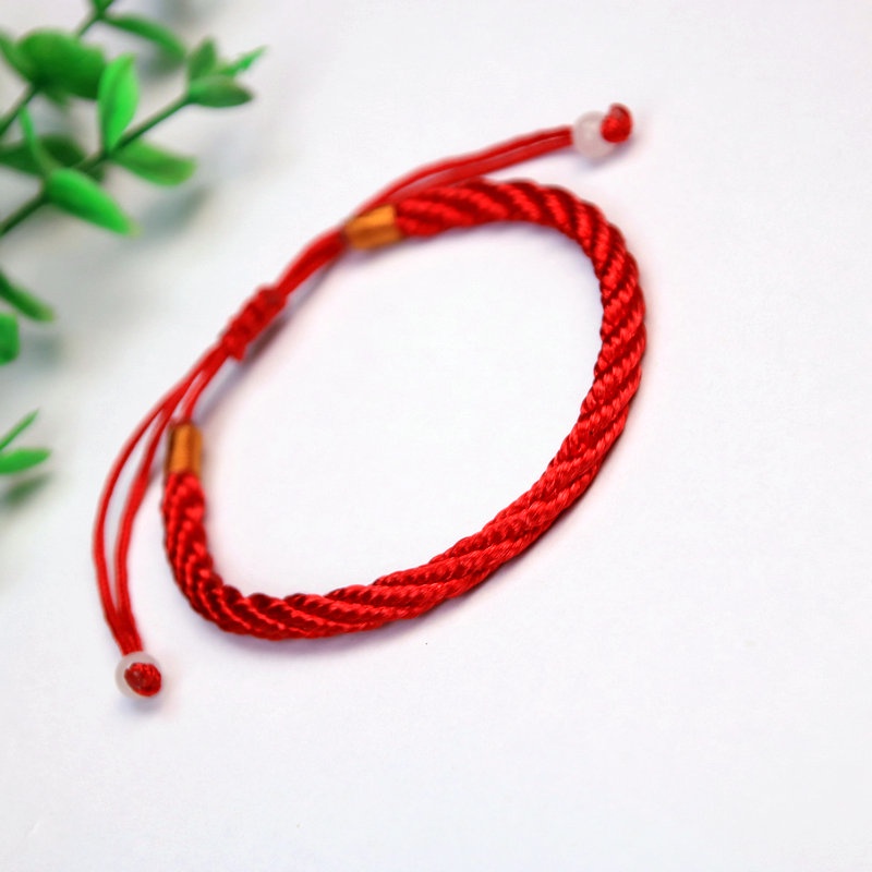 1pc Gelang Tali Handmade Warna Merah Untuk Pasangan