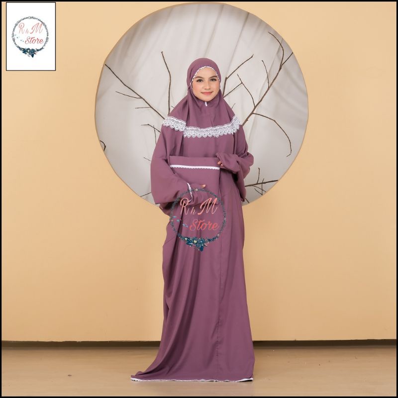 MUKENA TERUSAN RENDA SET DEWASA.MUKENA TRAVELING DEWASA