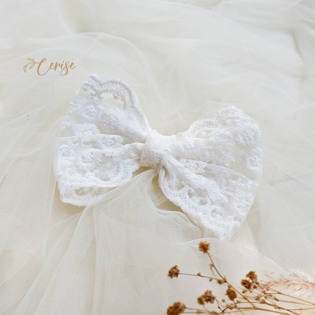 Harumi Hairpin  | Jepit rambut pita lace korea putih untuk anak dan wanita dewasa cantik manis