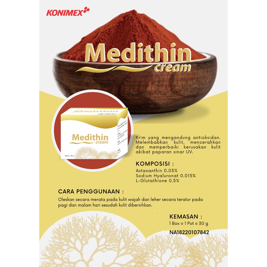 MEDITHIN ASTAXANTHIN Cream 30gr - Medithin Cream Pelembab Pencerah Pemutih Kulit / Medithin Krim / Meditin Krim