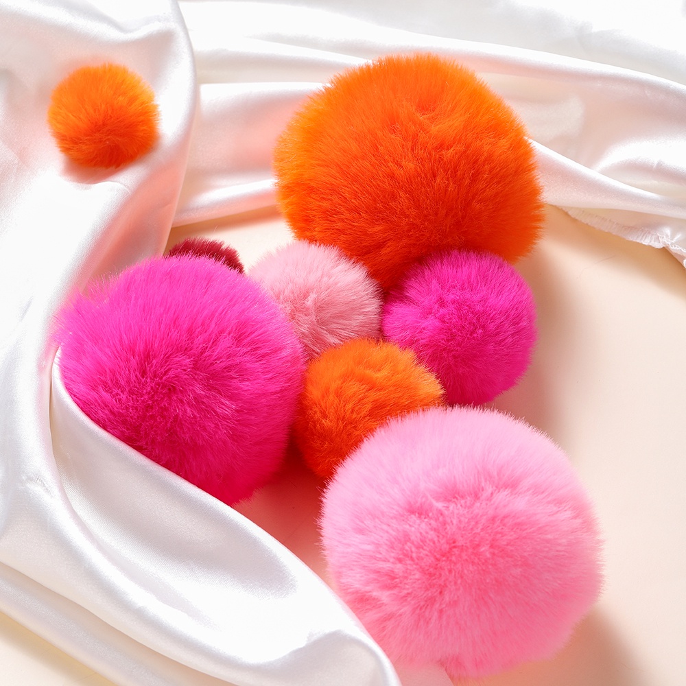 St, kunkka 3pcs 8cm 5CM Rex Rabbit Fur Ball pompom Bola Bulu Hiasan