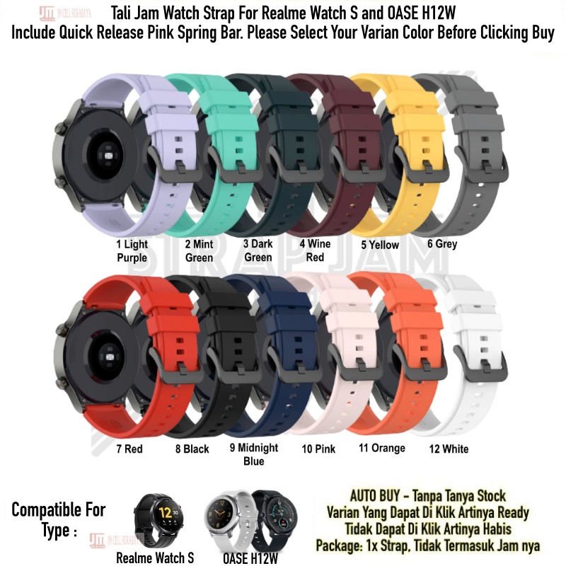 T2P Strap 22mm Untuk Realme Watch S Pro / OASE H12W - Tali Jam Tangan Pin Quick Release