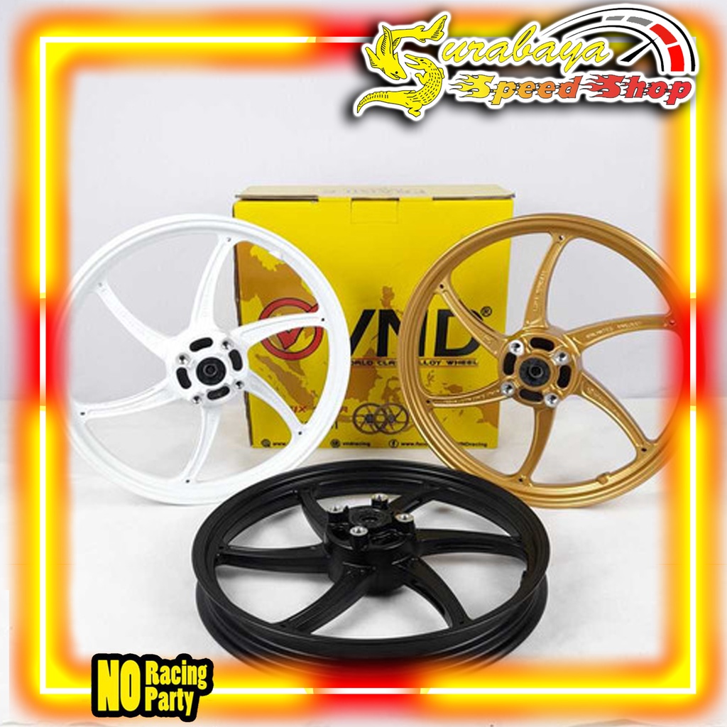 VND Velg Six Star Beat Vario 110 Scoopy Old Spacy Genio Ukuran 140/160 Ring 14 Set Depan Belakang Or