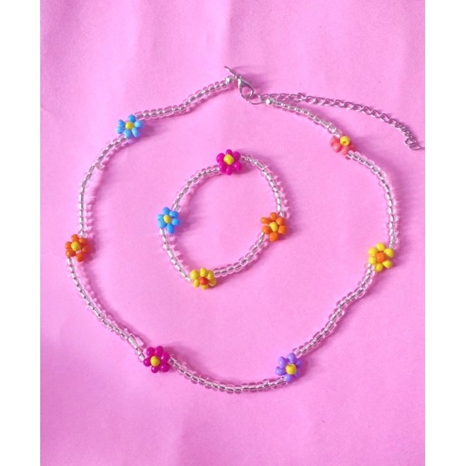 daisy flower choker beads / kalung bunga manik manik / flower choker beads