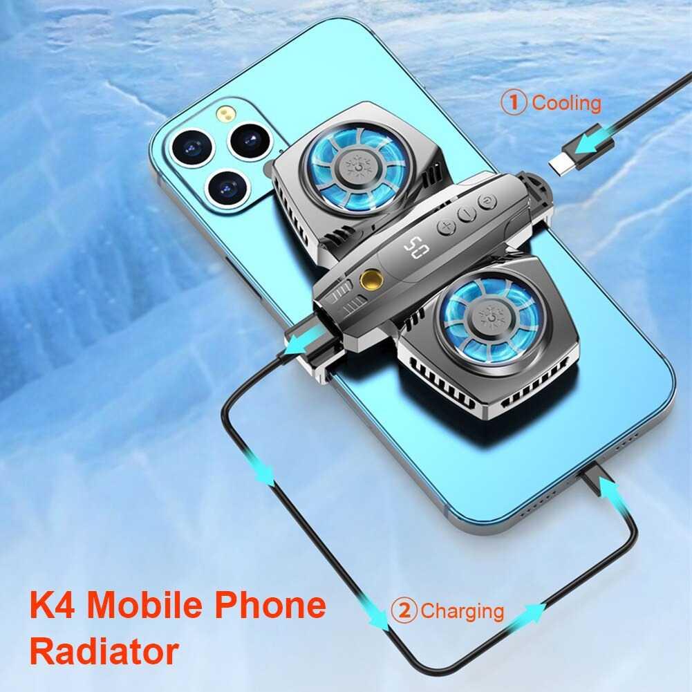 Kipas Pendingin Smartphone Cooling Dual Fan RGB LED - K4 - Black