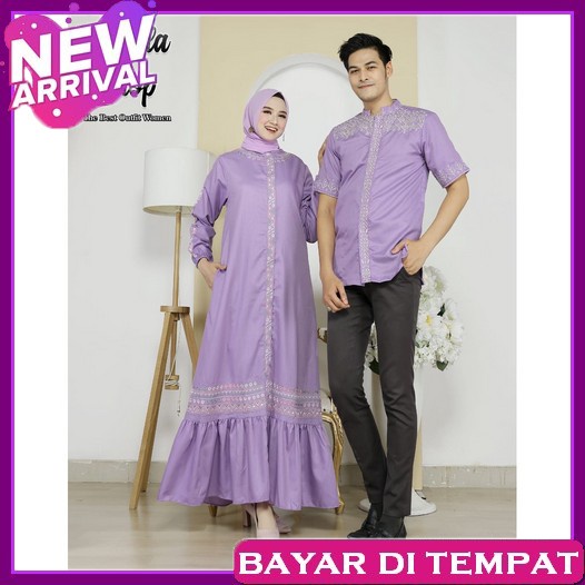 Gamis Couple Muslim Pasangan Suami Istri Baju Gamis Couple Clarisa Pasangan Terbaru Kekinian//Gamis