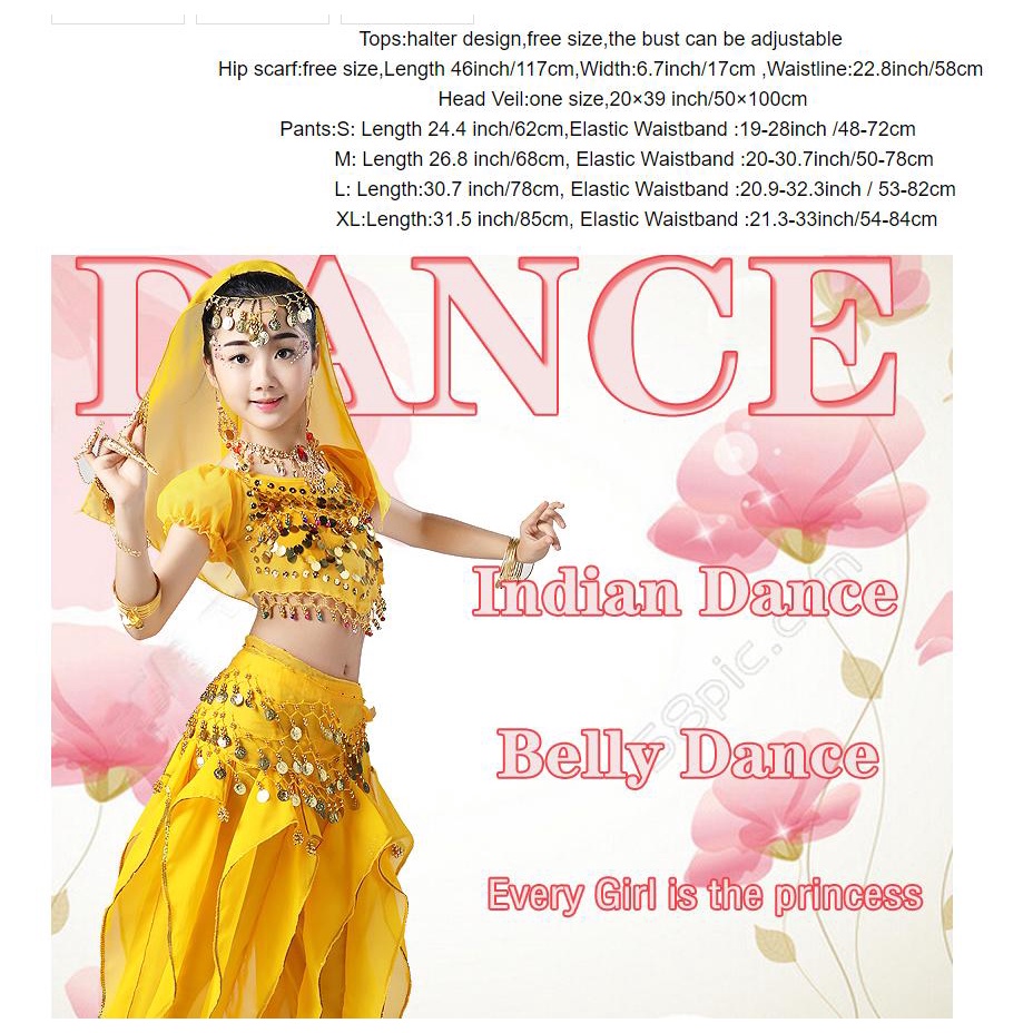 Kostum Tari India Anak Baju Haloween Pesta Belly Dance Aladin Princess Rok Atasan Celana