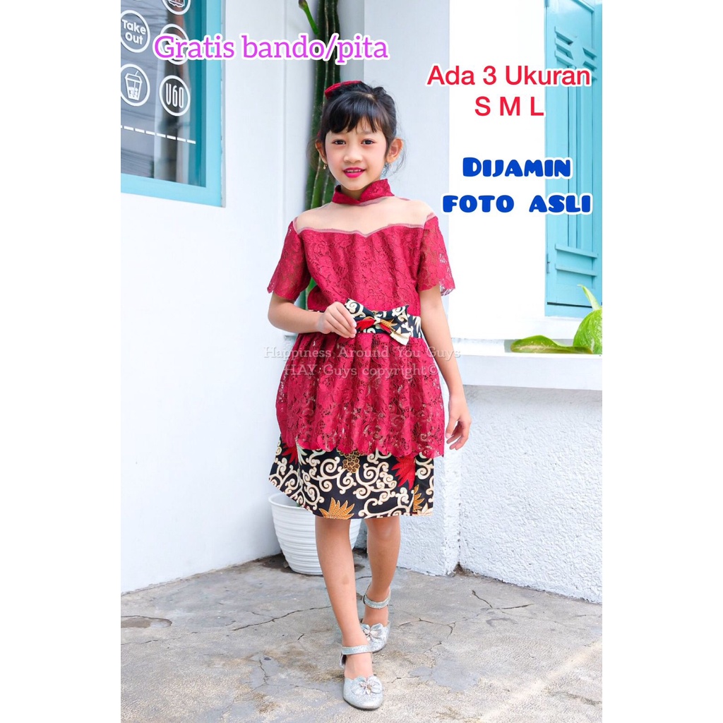 Kebaya Batik Anak (6 bln-7 tahun) SML 3 ukuran Setelan Batik Anak Stelan Kebaya Anak Baju Brokat Ana
