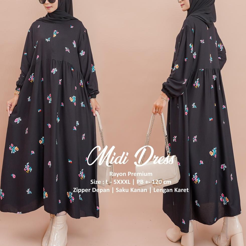 SALE DIANA MIDI DRESS - GAMIS JUMBO XL XXL XXXL 4XL 5XL LD 110 120 130 140 150 - DRESS RAYON VISCOSE