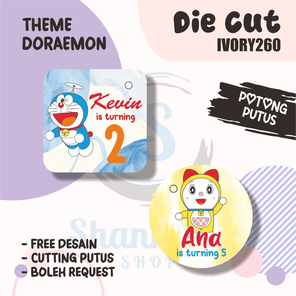 

Tag Bulat Kotak Ulang Tahun THEME DORAEMON /Tag Label Ulang Tahun / Hangtag Hampers Custom