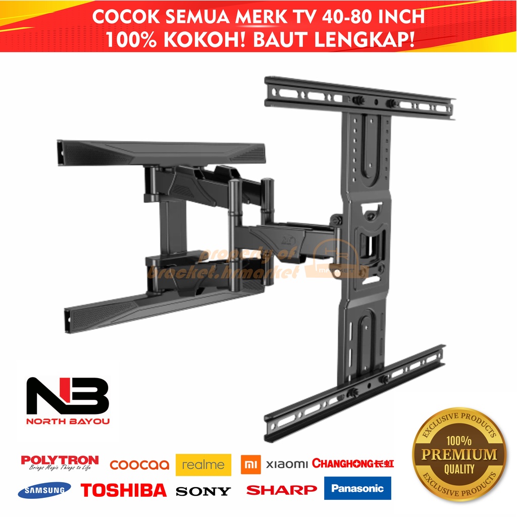 Bracket TV 55 43 50 32 40 60 55 70 42 49 75 80 Inch Dijamin Cocok LED LCD Plasma 32 - 80 In 6 Arah Universal Breket TV Briket TV Braket TV Gantungan TV Tembok Tempelan TV Dinding HR1 North Bayou P5 P6