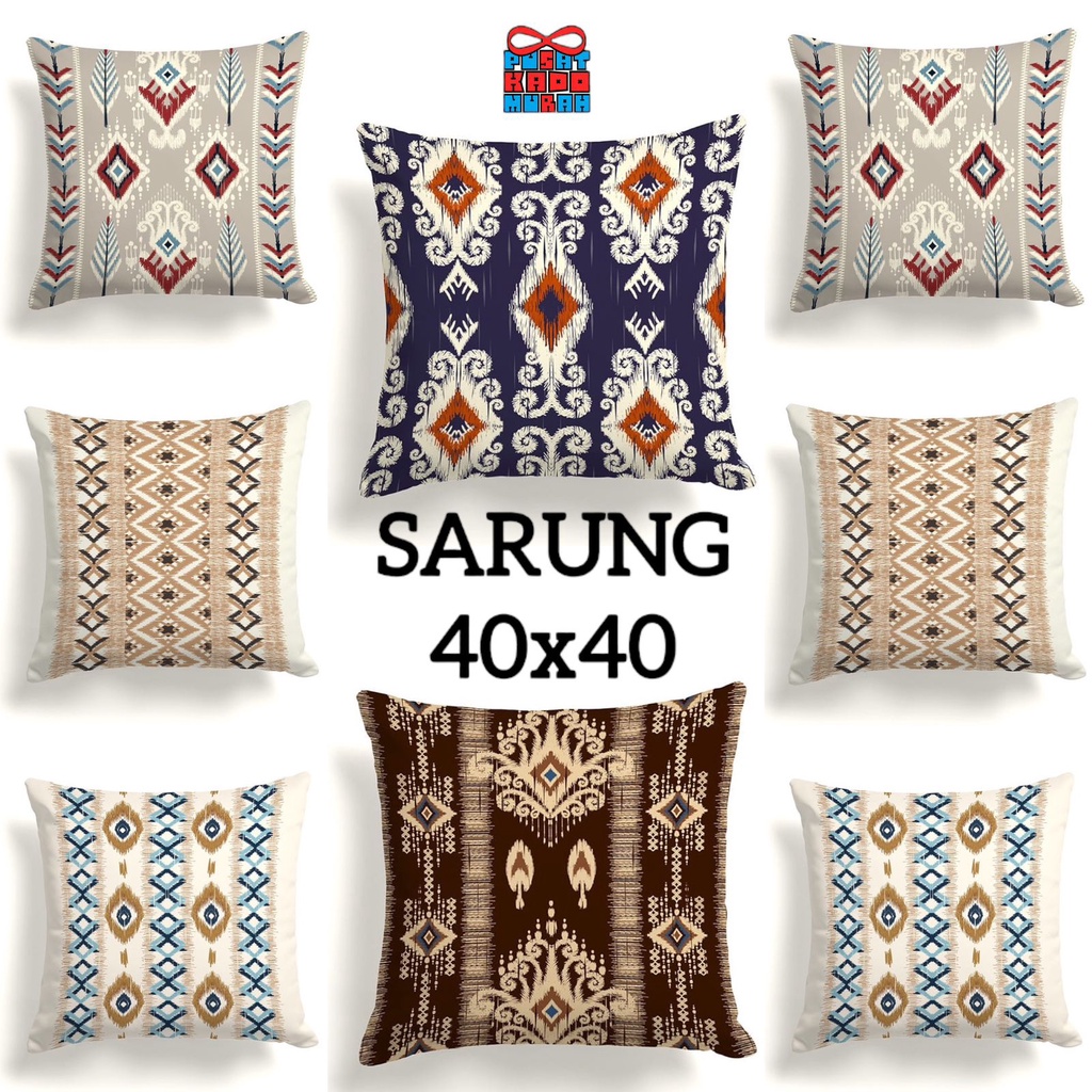 COVER SARUNG Bantal Sofa Print Motif Go Ethnic Tribal Tenun 40x40 cm - Pusat Kado Murah