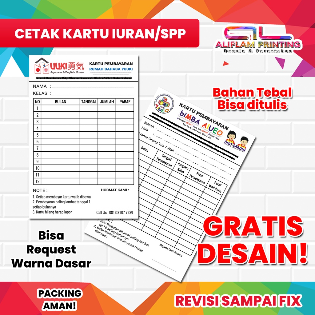 

CETAK KARTU PEMBAYARAN Murah | BW Carton 260 | GRATIS DESIGN