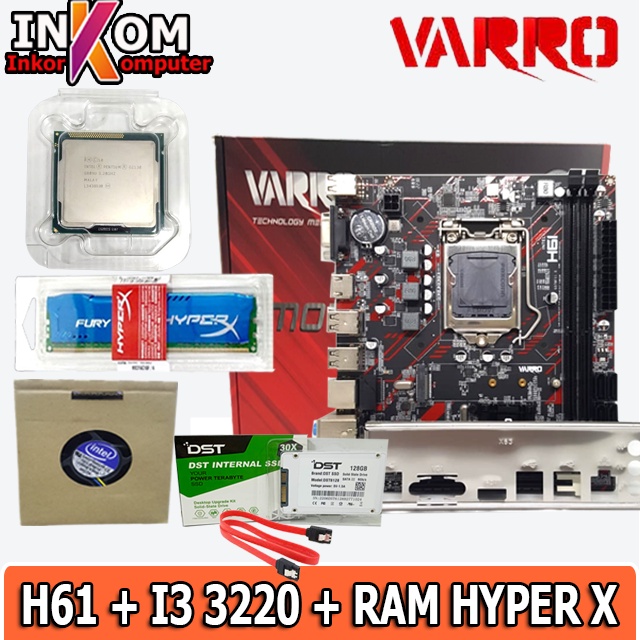 Paket Mobo Motherboard Mainboard New LGA 1155 DDR3 H61 Plus Processor