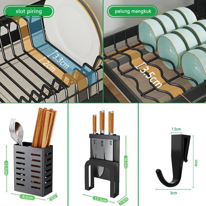 Netel Rak Piring Dinding Rak Susun Serbaguna Rak Dapur Tempel Dinding [Cod]