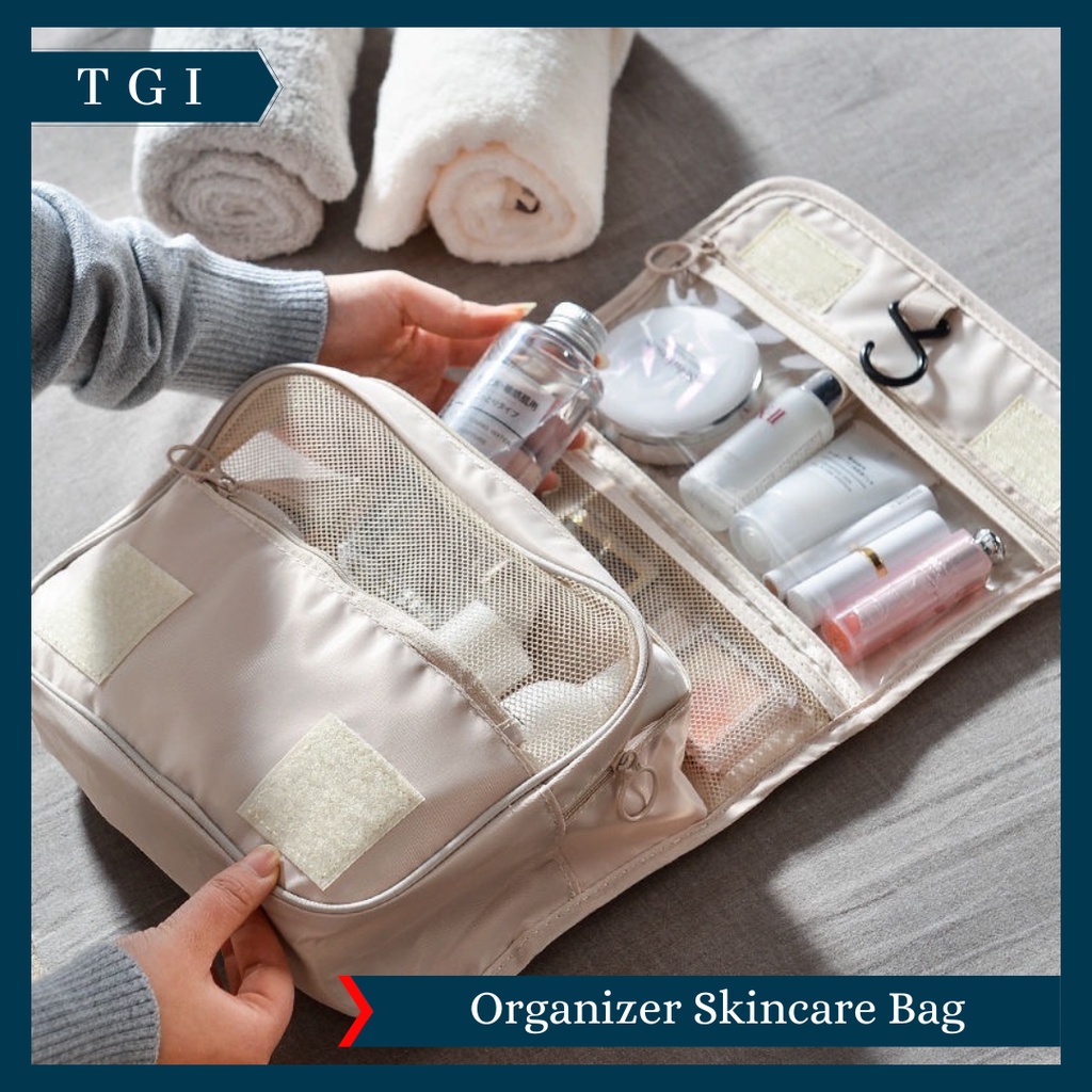 TGI - TAS MAKEUP AKSESORIS MULTIFUNGSI / TAS KOSMETIK PERJALANAN WANITA SERBAGUNA TRAVEL BAG SKINCARE / TOILETRIES BAG GANTUNG