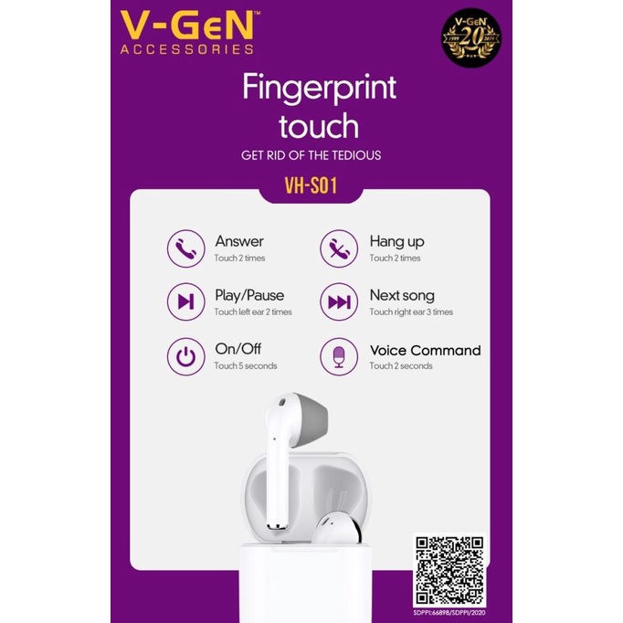 Earphone V-GeN TWS VH-S01 Wireless Model Airpods Bluetooth Handsfree rah02