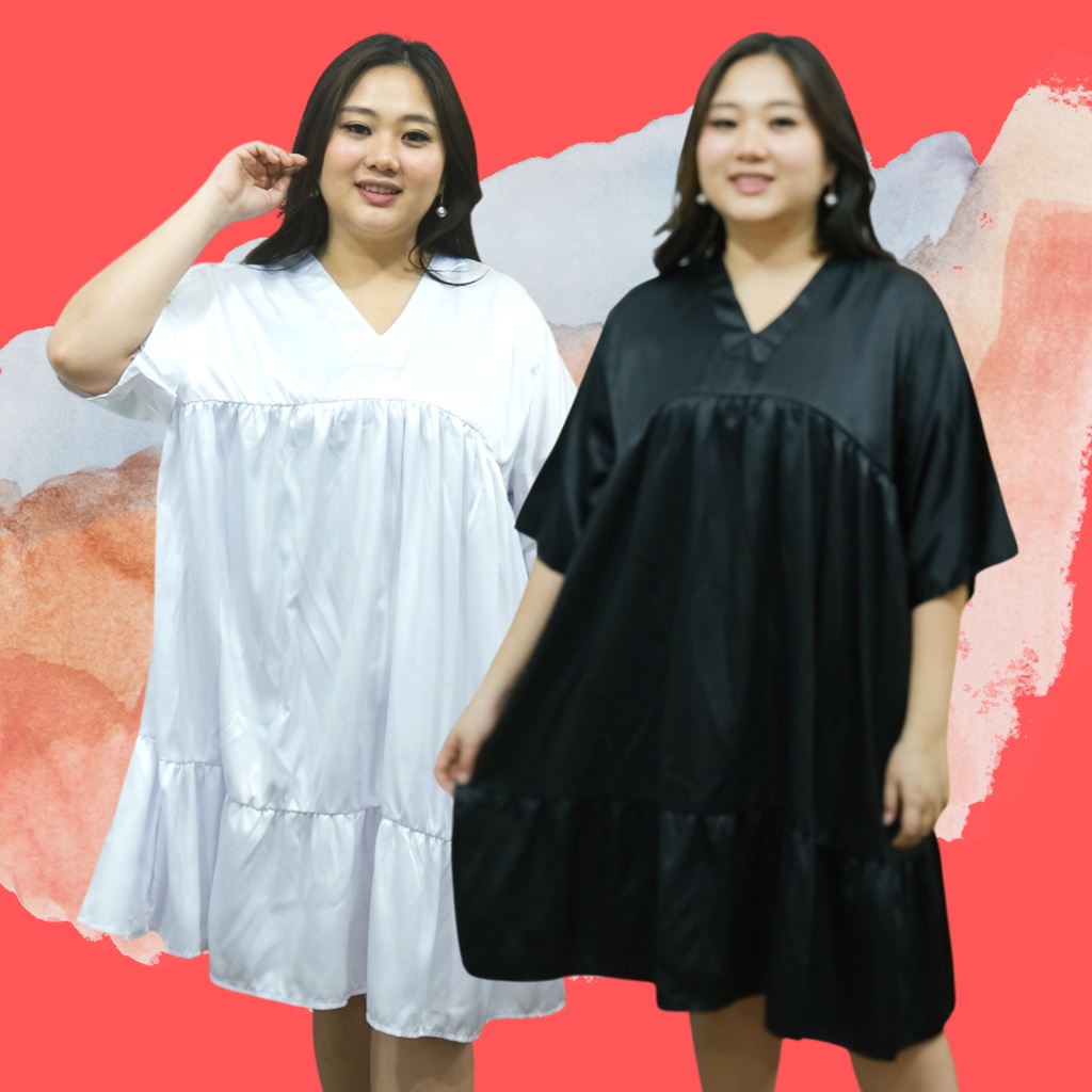 LD 130 Dress Jumbo Daster Big SIze Wanita Baju Oversize Bajubunda Temasilk