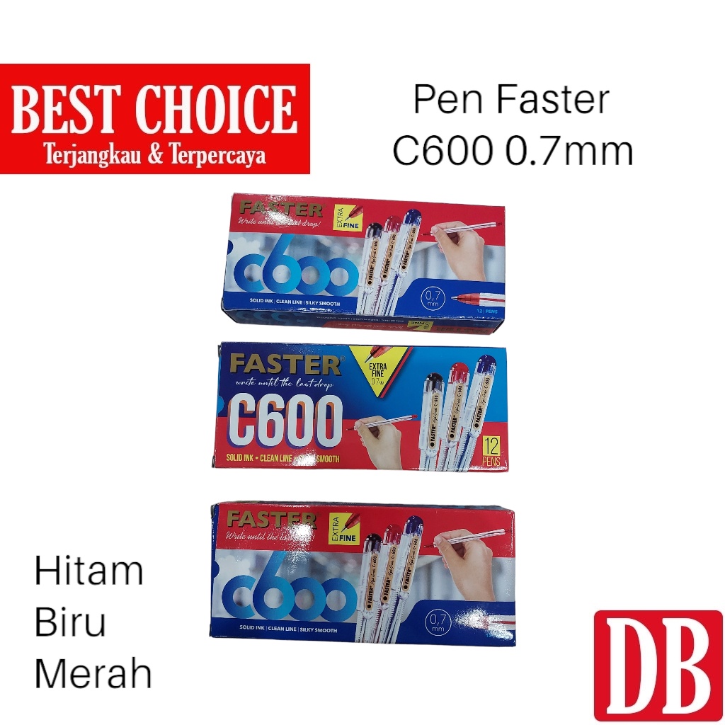 

Ballpoint / Pulpen Faster C600 Hitam/Merah/Biru (12 pcs)