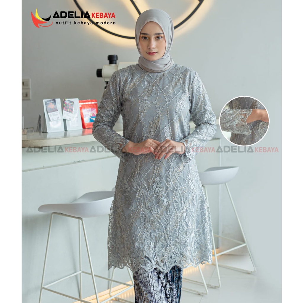 kebaya tunik erina - baju kebaya tulle bordir - model kebaya terlaris 2023 - stelan kebaya outif pesta dan kondangan