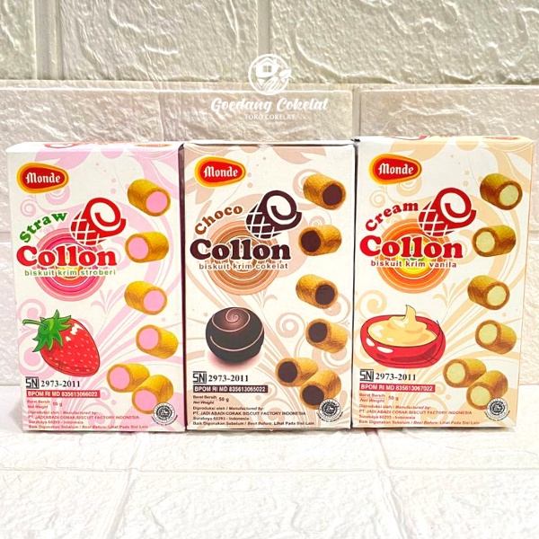 

Monde Collon Biskuit Isi Krim Coklat Cokelat Strawberry Vanilla 50gr