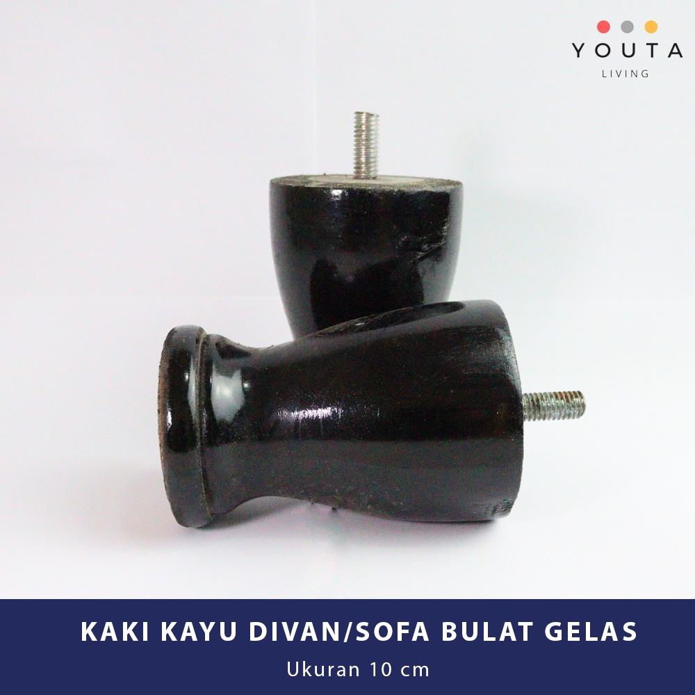 KAKI KAYU DIVAN/SOFA BULAT GELAS 10 cm