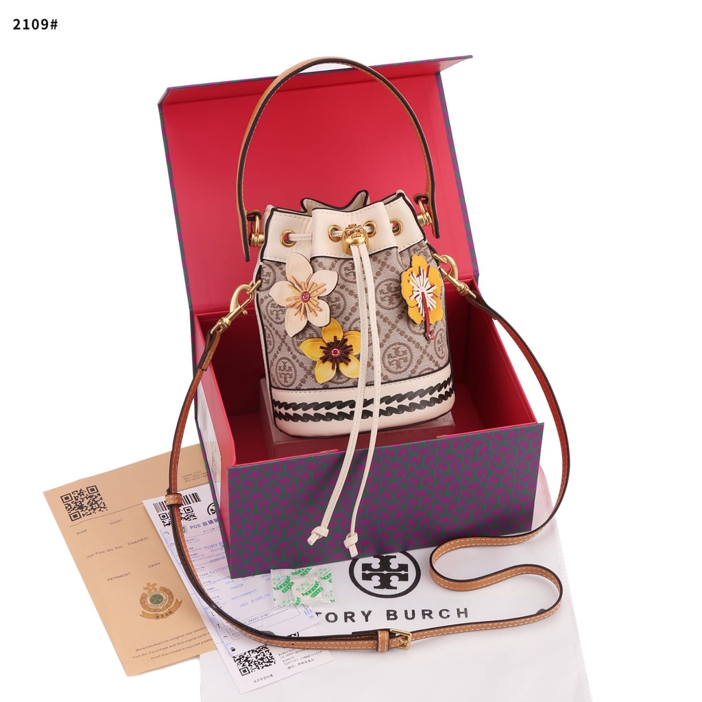 T Flower Bralded Mini Bucket Bag's Gold Hardware TC2109