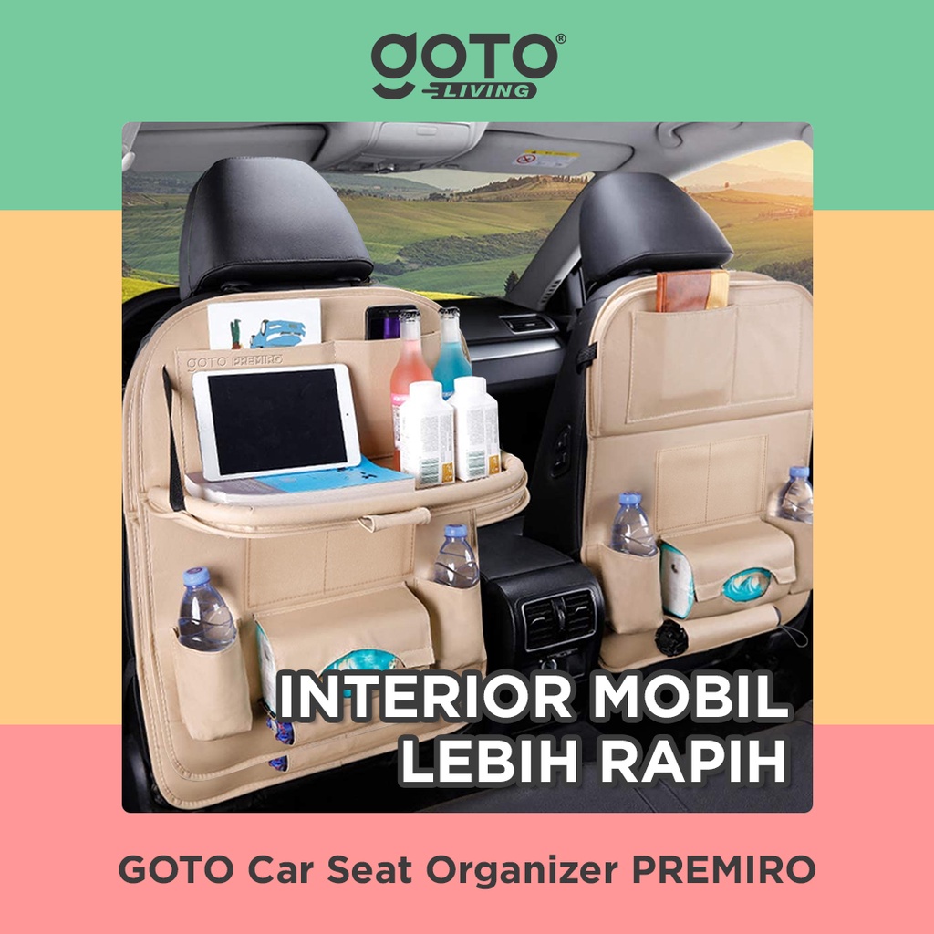 Goto Premiro Car Seat Organizer Leather Tas Jok Kursi Mobil Meja Kulit