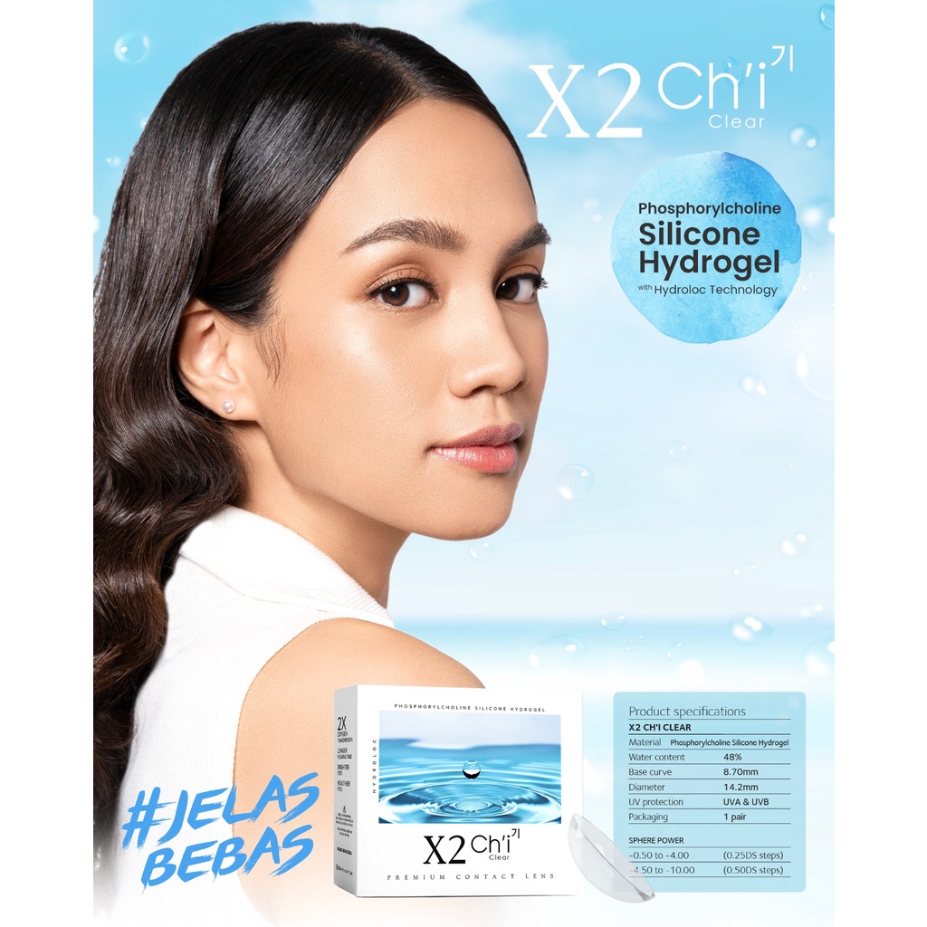 SOFTLENS X2 CHI CLEAR  PREMIUM CONTACT LENS MINUS (-0.50 S/D -10.00) BY EXOTICON / 14.5MM Soflens Soflen Softlen