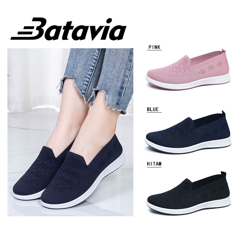 Batavia 2023 baru import sepatu slip on flat wanita rajut premium bernapas Sepatu Wanita ibu sepatu wanita Fashion sepatu ibu Shoes Sepatu pantafel Wanita  sepatu wanita korea A167