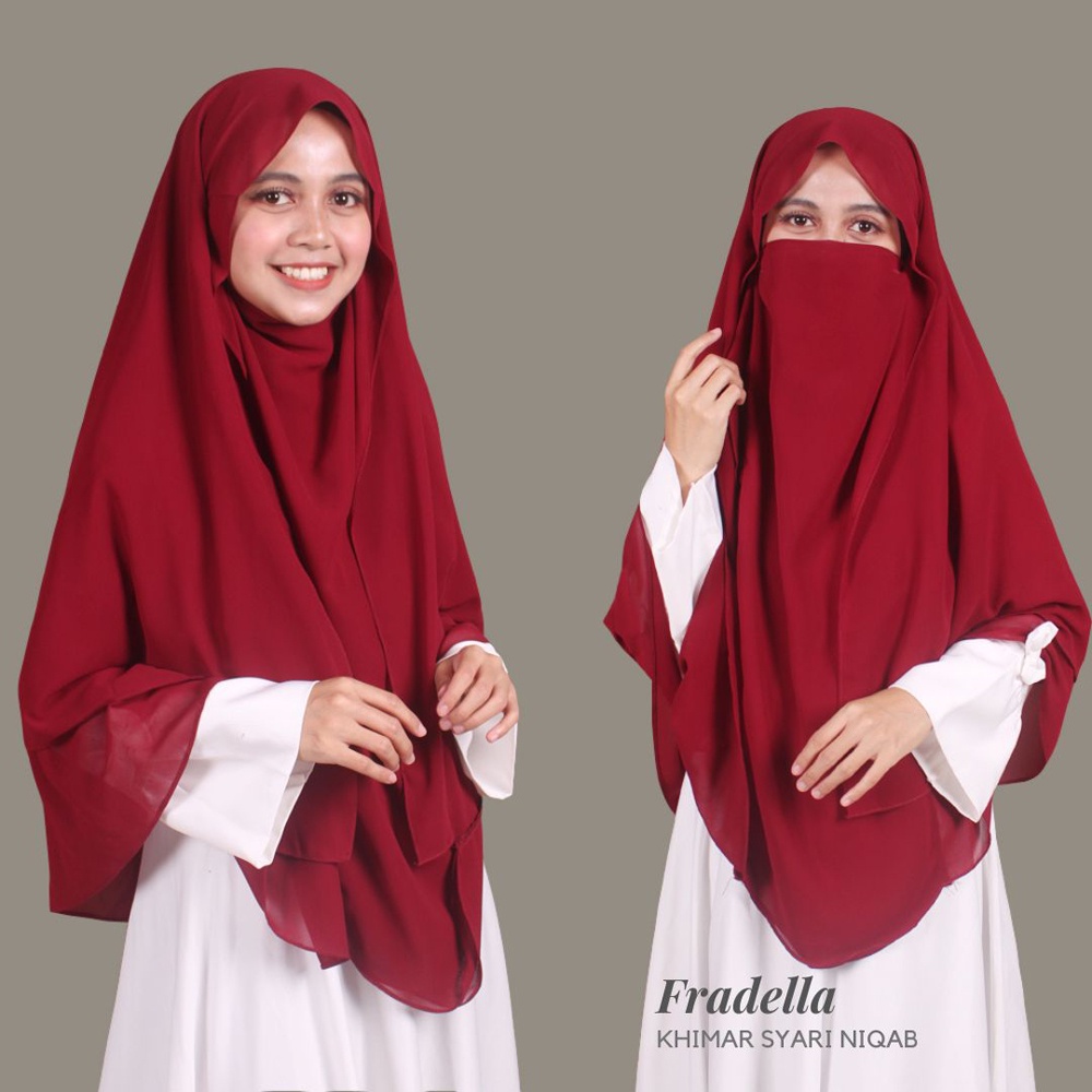 KHIMAR/FRENCH KHIMAR/Jilbab Syari Ceruty 2 Layer Niqab 2 in 1/Jilbab Syari Niqab Fradella