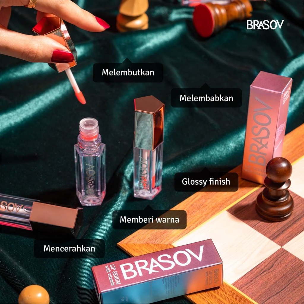 BRASOV Lip Serum with Vitamin Pelembab Bibir 5 GR Perona Bibir Sehat Alami LipSerum Colour Glossy BPOM XX-CT-BR