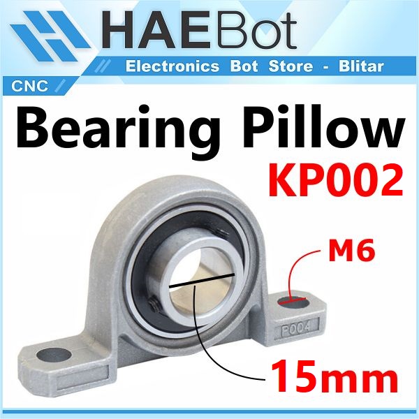 [HAEBOT] Bearing Pillow Block KP002 15mm Bracket Holder Shaft LeadScrew CNC 3D Printer Ball Threaded Rod As Besi Mekanik Screw Horizontal