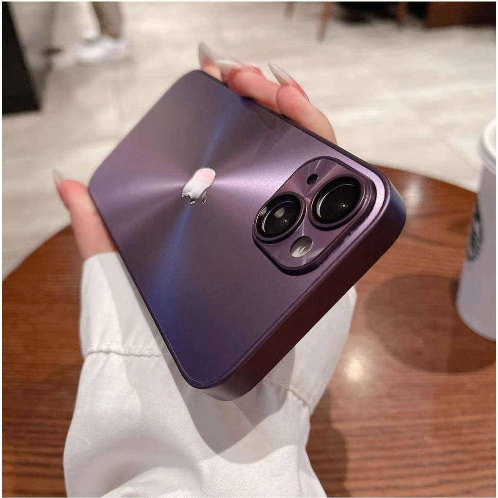 Aurora Tekstur anti-fingerprint silicone case Untuk Iphone 11 12 13 14 Pro Max Dengan film Pelindung Lensa iPhone 11 Pro Max anti-Keringat anti-slip Pelindung Ponsel soft case