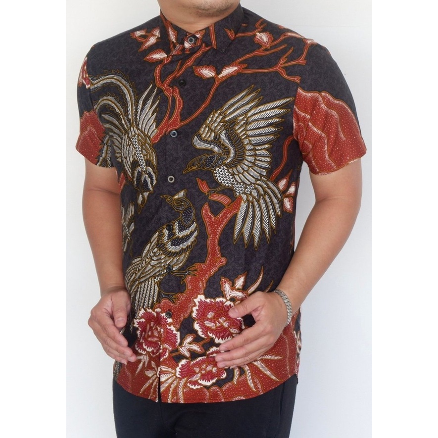 Baju Batik Pria Slimfit Kemeja Lengan Pendek Hem Slim Fit LBS 2014