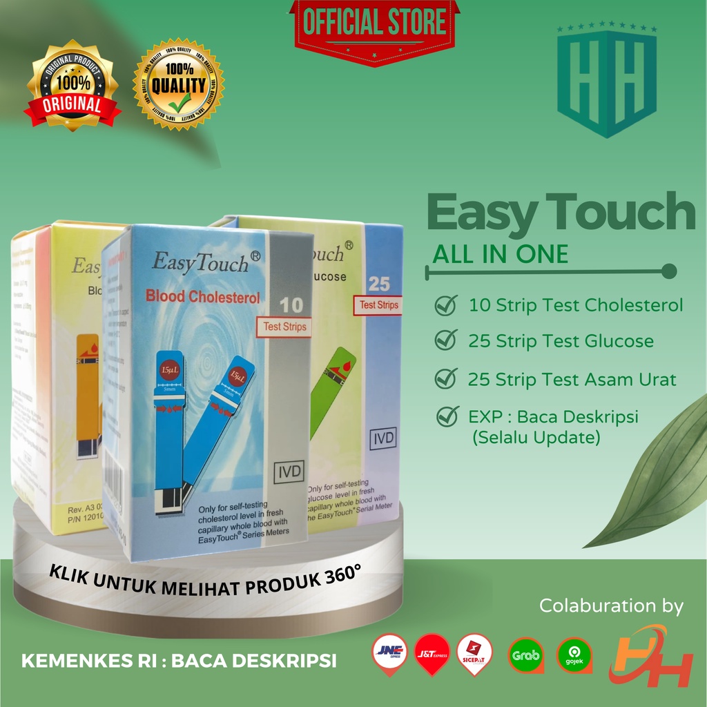 EASY TOUCH Refill Strip Test Varian All in One Kolesterol, Gula Darah, Asam Urat ( Cholesterol, Glucose, Urin Acid )