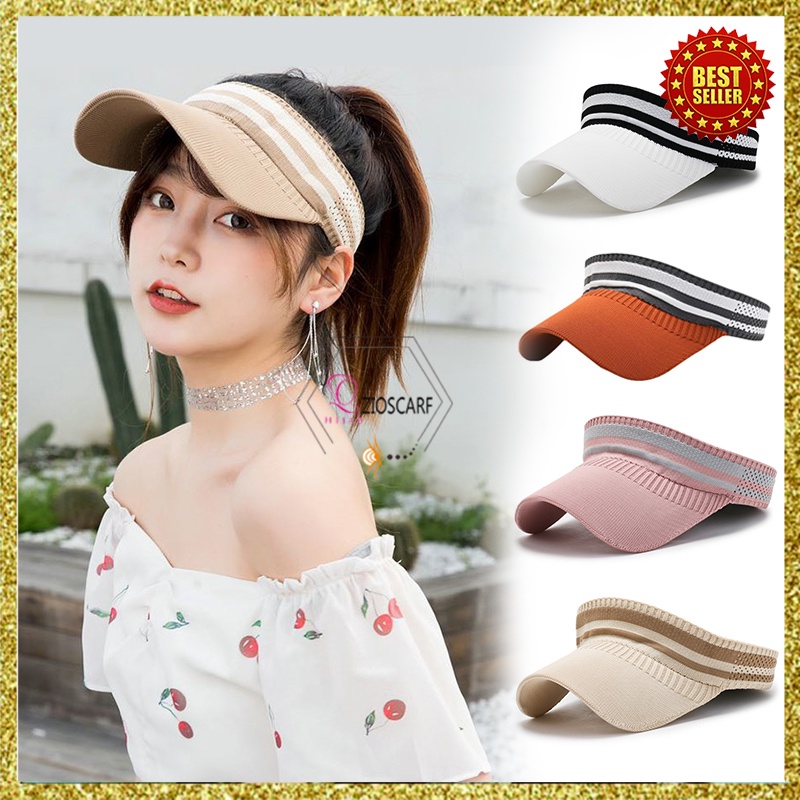 Topi Senam Wanita Korea Sport Pantai Olahraga Zumba Golf Visor Anti UV Fashion Outdoor SPAC