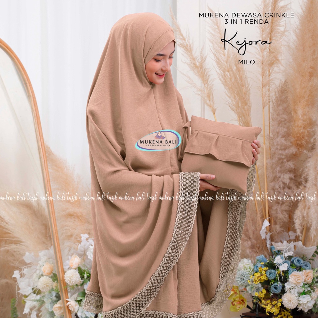 MUKENA BALI TASIK - MUKENA DEWASA CRINKLE 3 IN 1 RENDA KEJORA